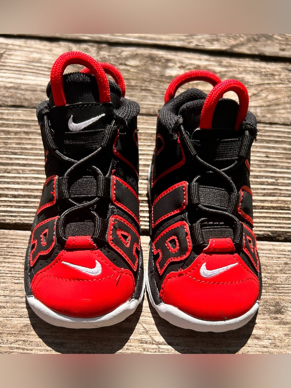 Nike Air More Uptempo 96 Sneakers Boys Toddler 6C FB1345-001 Slide On Jordan